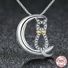 Load image into Gallery viewer, &quot;I Love My Cat To the Moon&quot; Sterling Silver Necklace