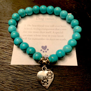 "Paw Prints On My Heart" Bead Bracelet
