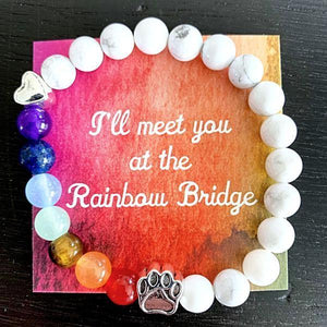 "Over The Rainbow Bridge" White Marble Natural Stone Bead Bracelet