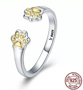 "Love You Forever" Sterling Silver Paw Ring