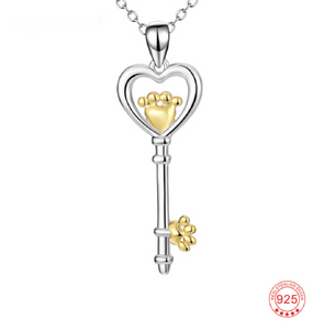"Love You Forever" Sterling Silver Key Necklace