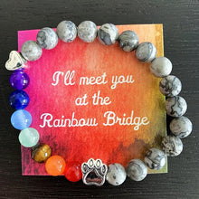 Load image into Gallery viewer, &quot;Over The Rainbow Bridge&quot; Grey Marble Natural Stone Bead Bracelet