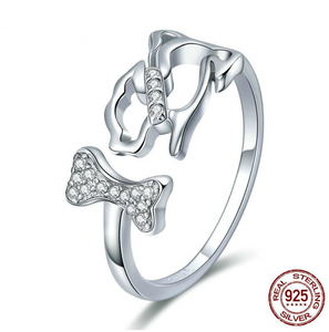 "Love is Four Paws" Sterling Silver Ring