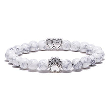 Load image into Gallery viewer, &quot;Forever In My Heart&quot; White Marble Bead Bracelet (Double Heart Charm)